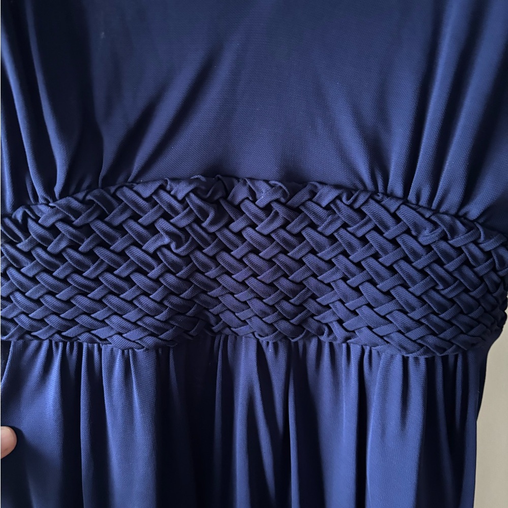 Anthropologie Maeve Deep Blue Dress with Crisscross Detail - Picture 3 of 7